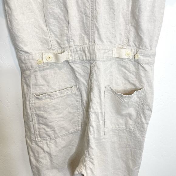 Outerknown S.E.A. Linen Suit Womens Small Ivory Utility Workwear Jumpsuit - Picture 9 of 10